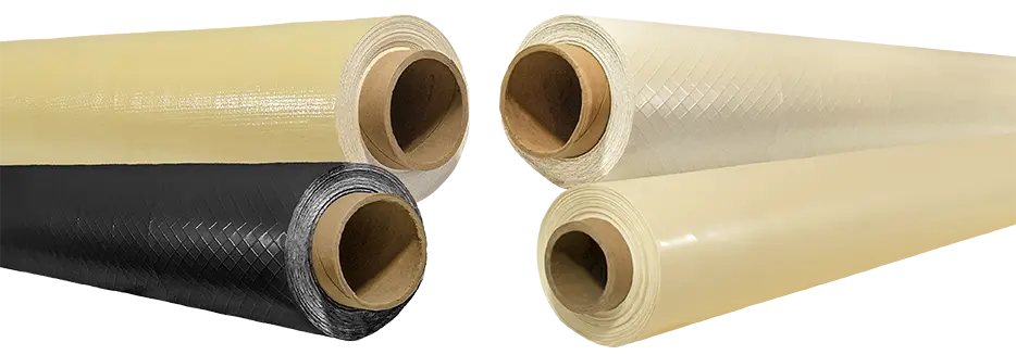 Rolls of clear and tinted plastic wrap for packaging or covering. Rolls of clear and tinted plastic wrap for packaging or covering.